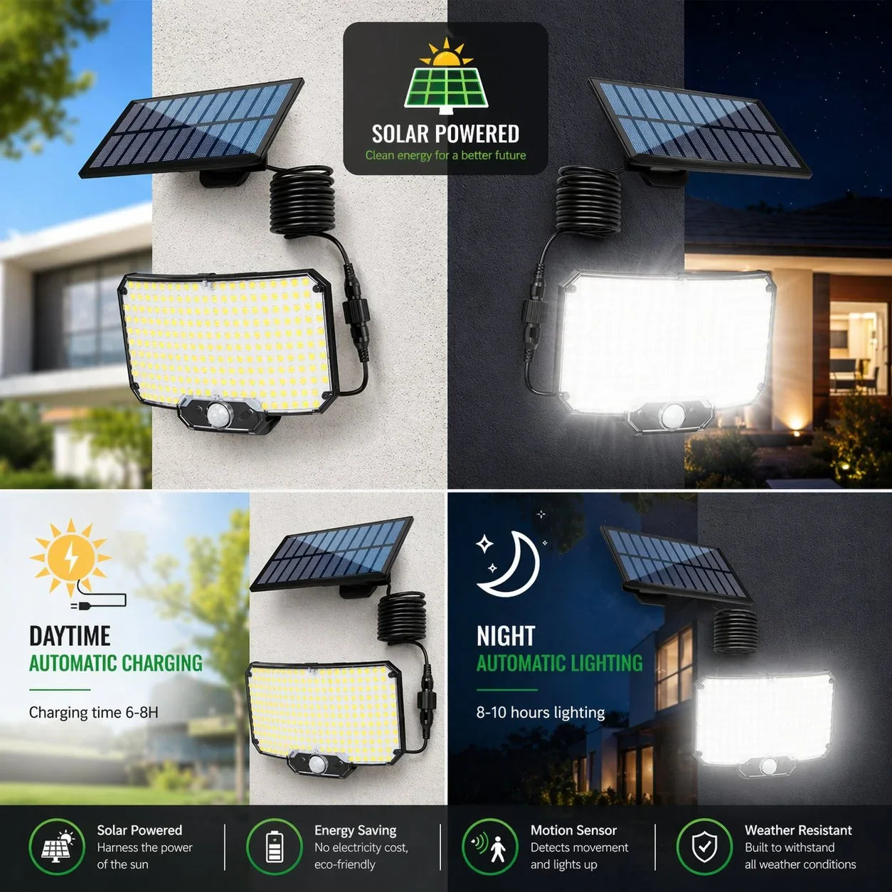Faretto solare di sicurezza da parete