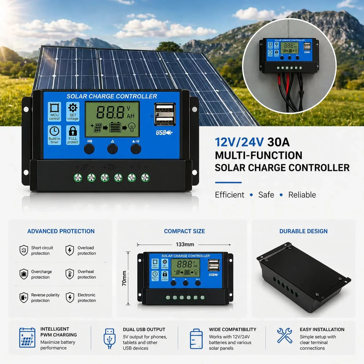 SolarMax 100 — Kit caricatore solare batteria 12 V